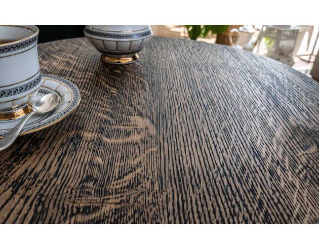 Table basse ronde en chêne massif – noire