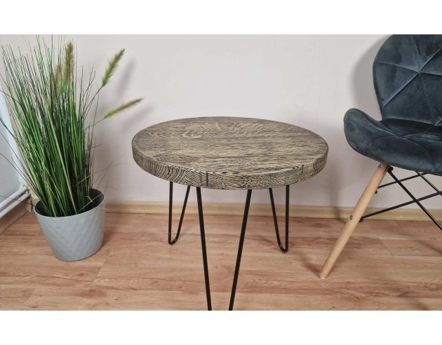 Table basse ronde en chêne massif – noire
