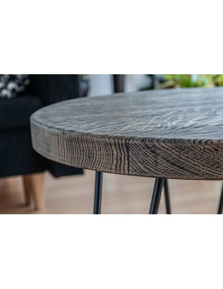 Table basse ronde en chêne massif – noire