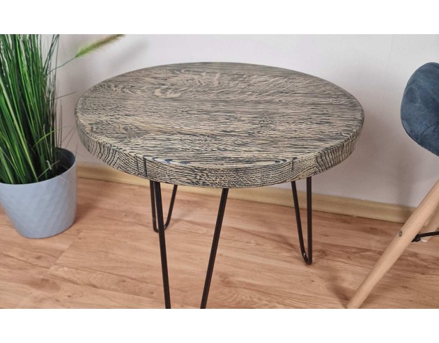 Table basse ronde en chêne massif – noire