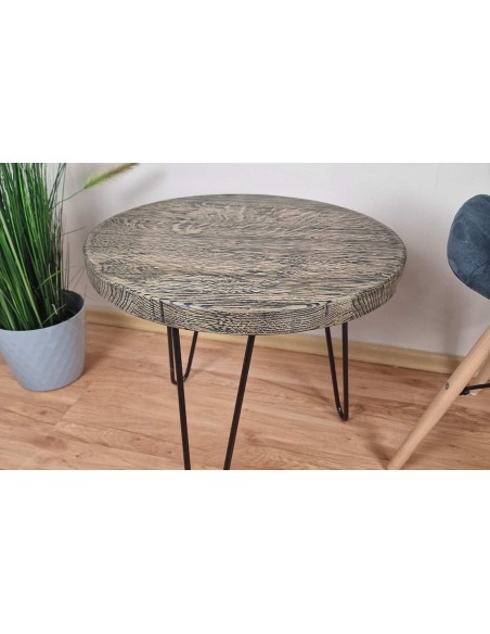 Table basse ronde en chêne massif – noire