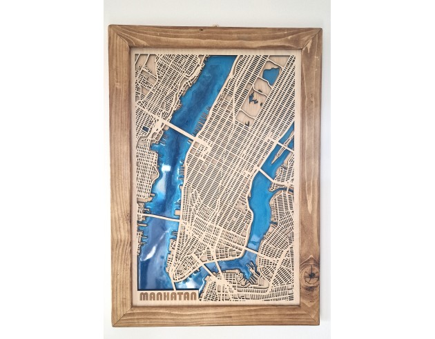 3d wooden epoxy map