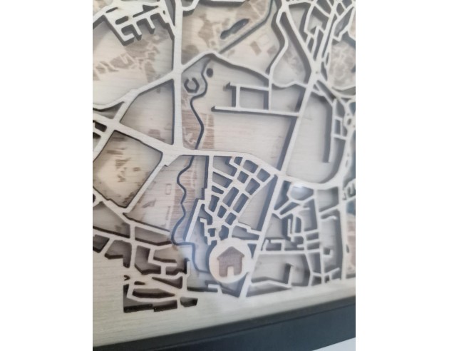 3D Wooden City Map with Epoxy & Black... 3D Wooden City Map with Epoxy & Black...