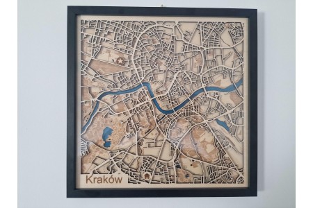 3D Wooden City Map with...