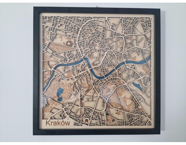black frame wooden 3d map