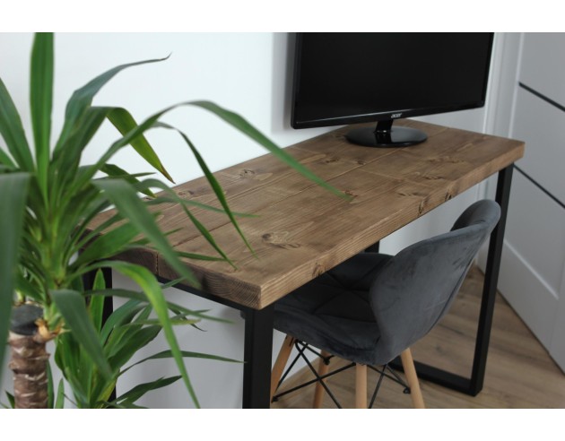 Bureau à bord naturel en épicéa – piètement loft