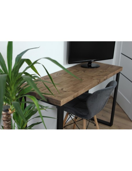 Bureau à bord naturel en épicéa – piètement loft