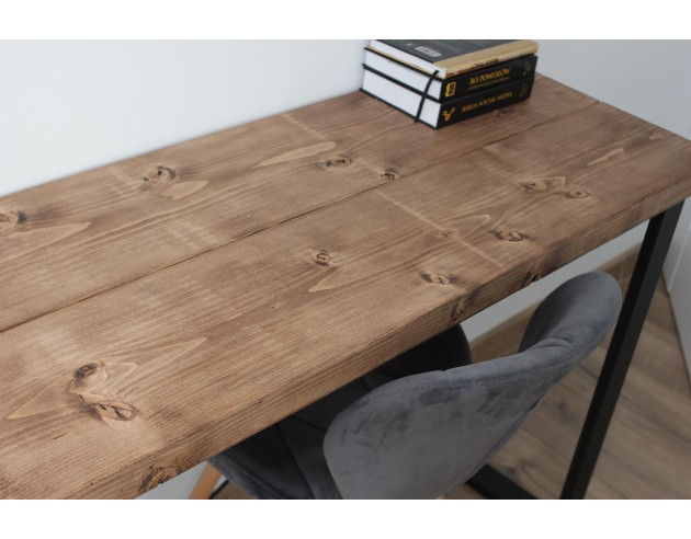 Bureau à bord naturel en épicéa – piètement loft