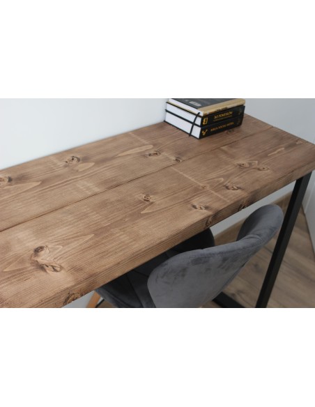 Bureau à bord naturel en épicéa – piètement loft