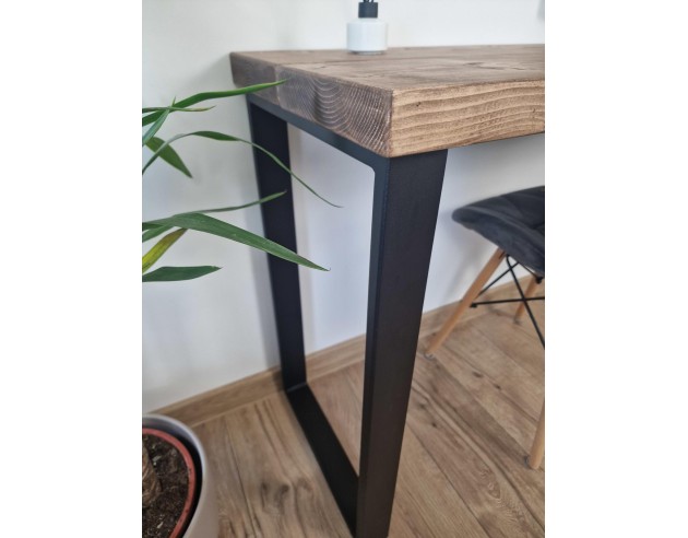 Bureau à bord naturel en épicéa – piètement loft