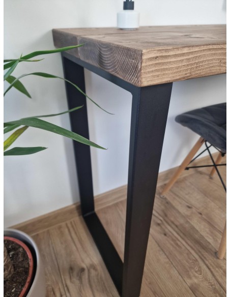 Bureau à bord naturel en épicéa – piètement loft