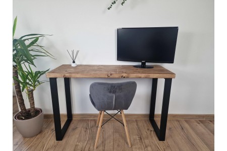 Bureau à bord naturel en épicéa – piètement loft 2