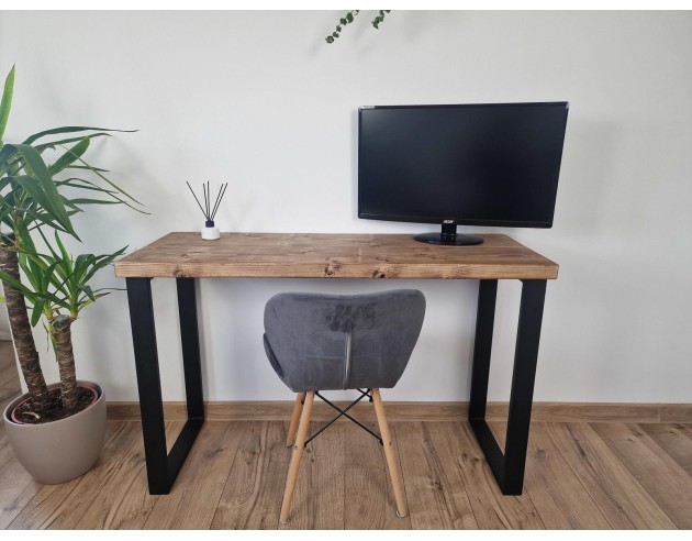 Bureau à bord naturel en épicéa – piètement loft