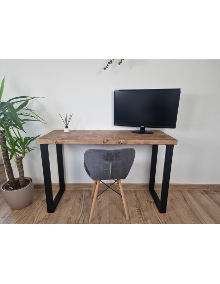 Bureau à bord naturel en épicéa – piètement loft