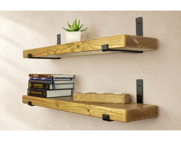 Rustic shelf with inverted metal brackets 17 cm x 4,5 cm