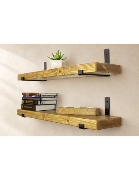 Rustic shelf with inverted metal brackets 17 cm x 4,5 cm