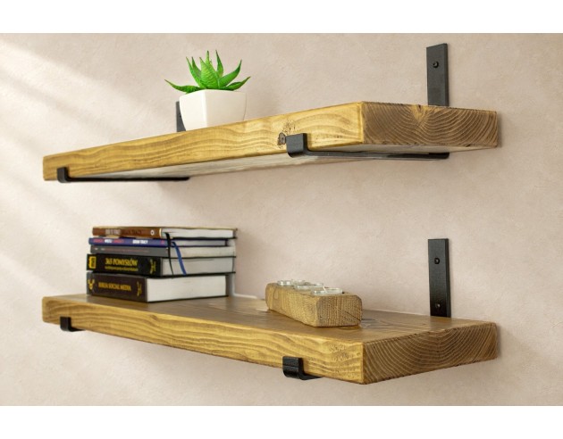 Rustic shelf with inverted metal brackets 22cm x 4.5cm