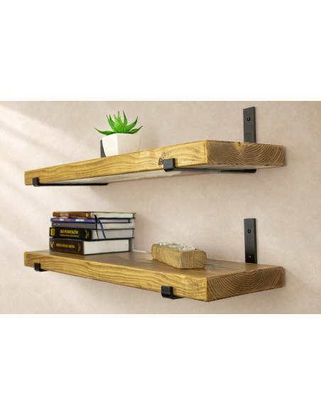 Rustic shelf with inverted metal brackets 22cm x 4.5cm