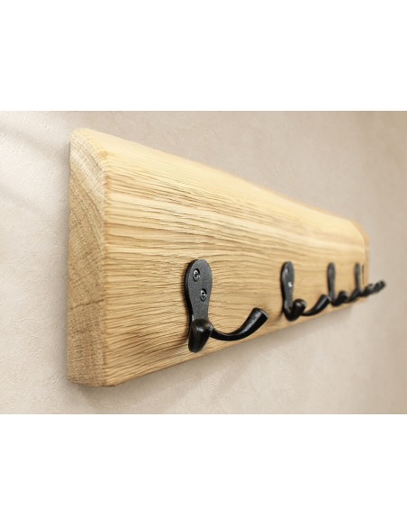 Porte-manteau mural en chêne à bord naturel