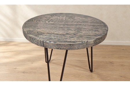 Shabby Black Oak Round Coffee Table