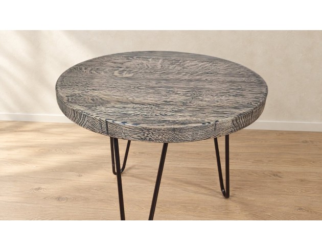 Table basse ronde en chêne massif – noire