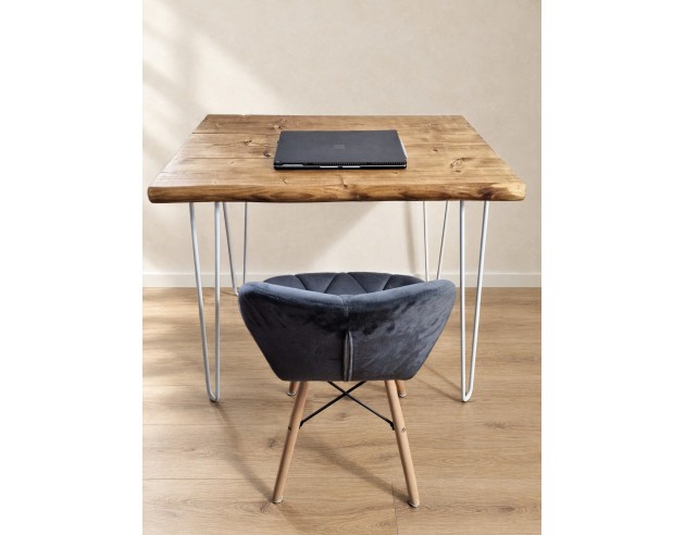 Live edge Rustic Desk and White Hairpin legs
