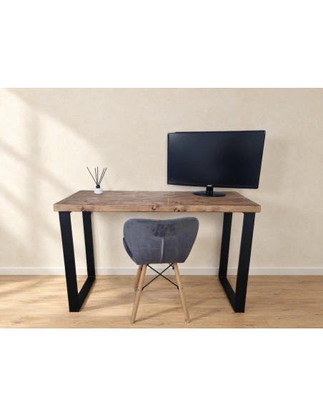 Bureau à bord naturel en épicéa – piètement loft