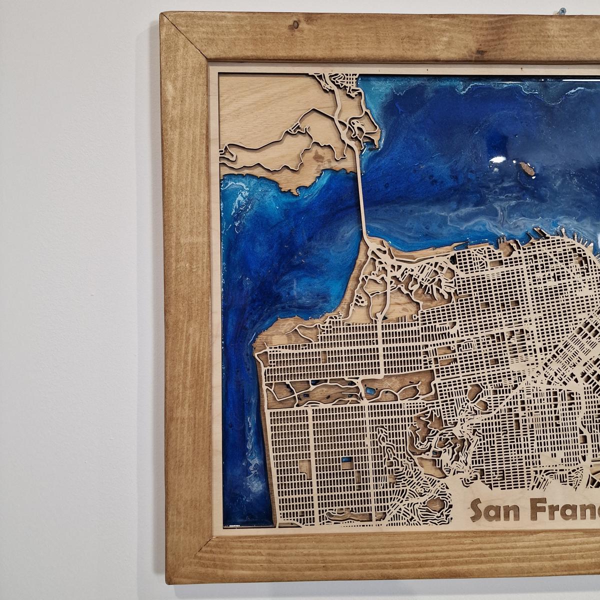 Close-up detail of Melbourne 3D map showing intricate street patterns and waterways